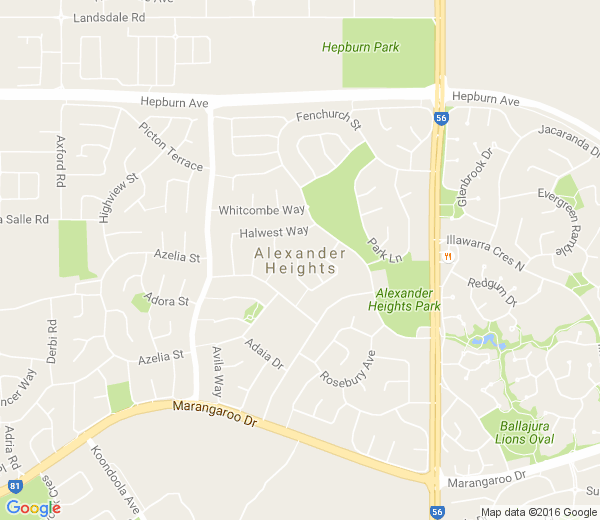 Map of ALEXANDER HEIGHTS WA