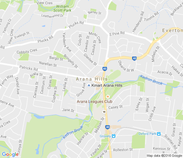 Map of ARANA HILLS QLD