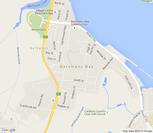Map of BATEMANS BAY NSW