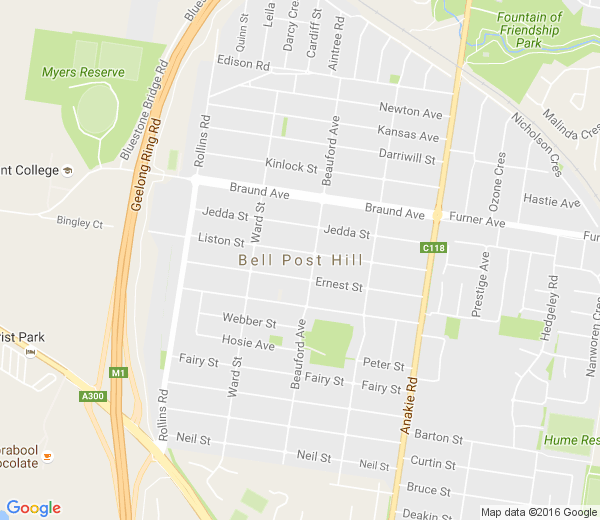Map of BELL POST HILL VIC