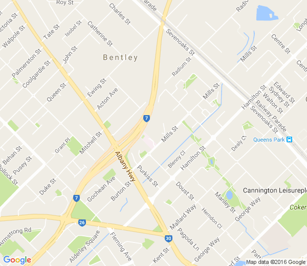 Map of BENTLEY M.C. WA