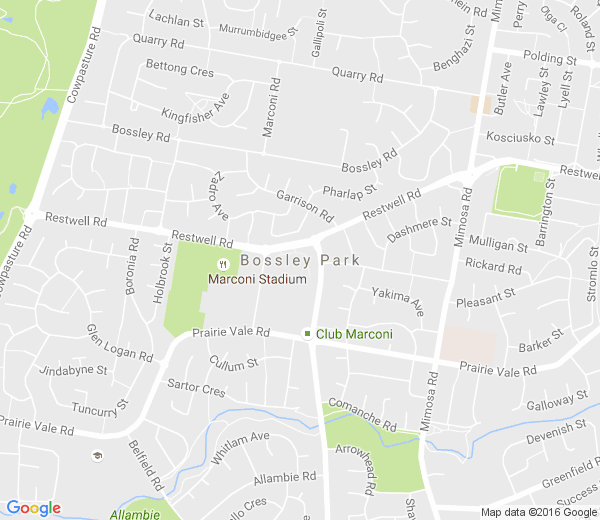 Map of BOSSLEY PARK NSW