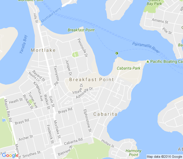 Map of BREAKFAST POINT NSW