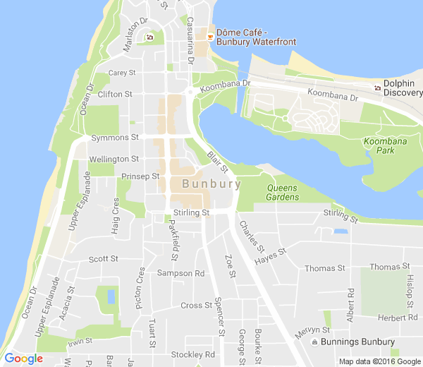 Map of BUNBURY EAST WA