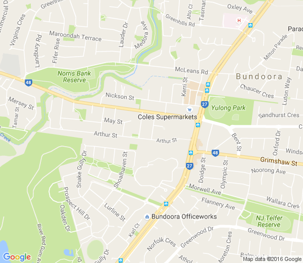 Map of BUNDOORA DELIVERY ANNEXE VIC