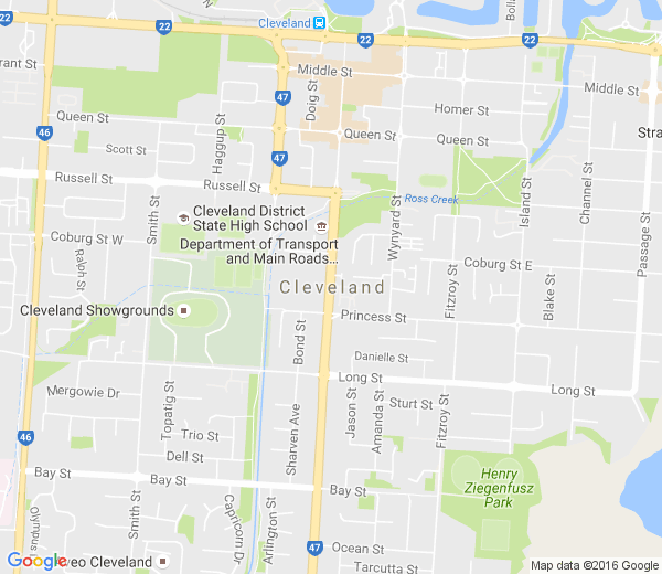 Map of CLEVELAND QLD