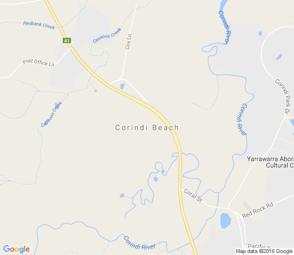 Map of CORINDI BEACH NSW