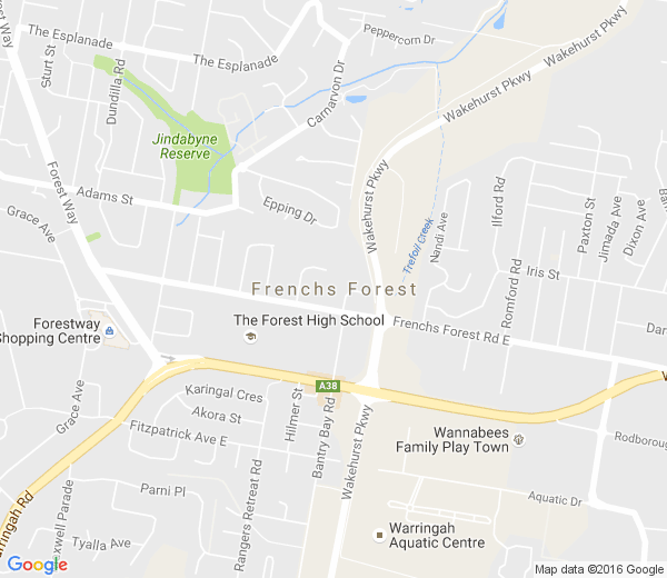 Map of FRENCHS FOREST EAST NSW