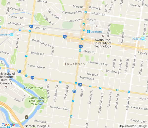 Map of HAWTHORN WEST VIC