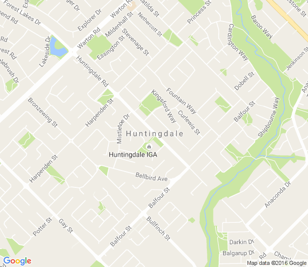 Map of HUNTINGDALE WA