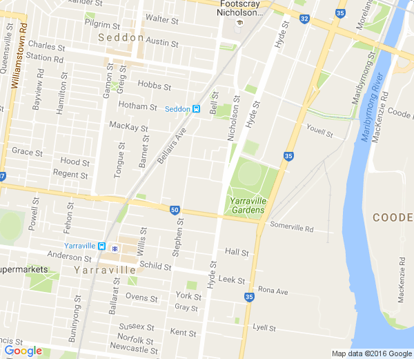 Map of KINGSVILLE SOUTH VIA YARRAVILL VIC