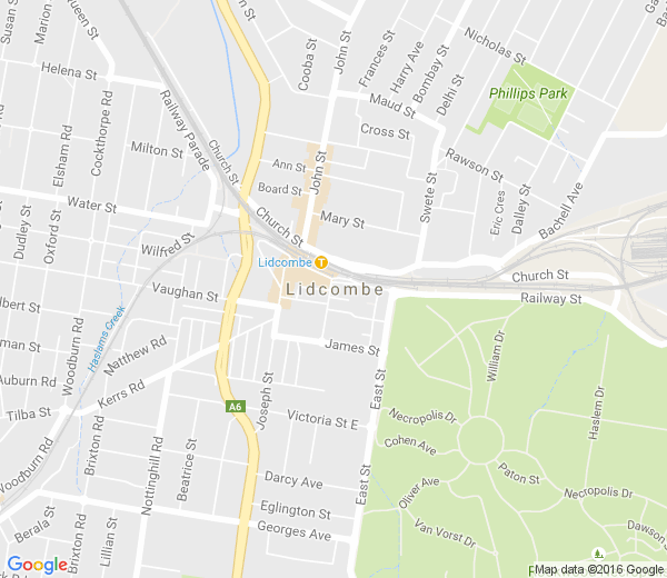 Map of LIDCOMBE NSW