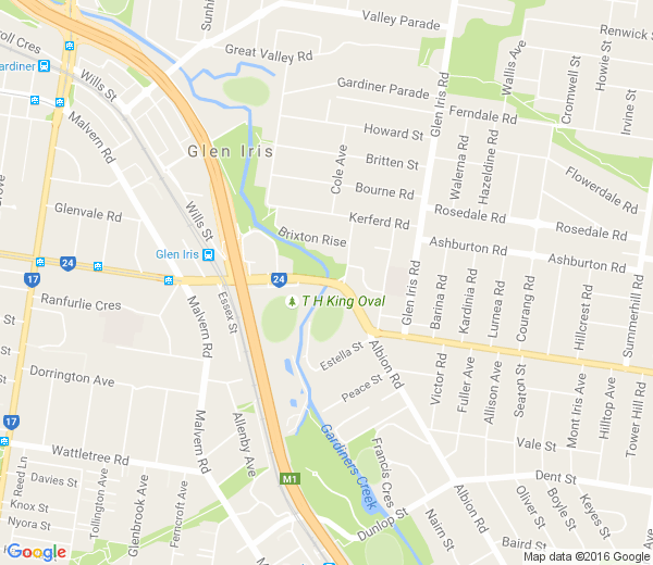 Map of MALVERN EAST VIA GLEN IRIS VIC