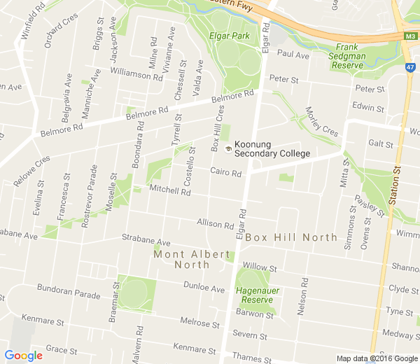 Map of MONT ALBERT VIA BOX HILL NORTH VIC