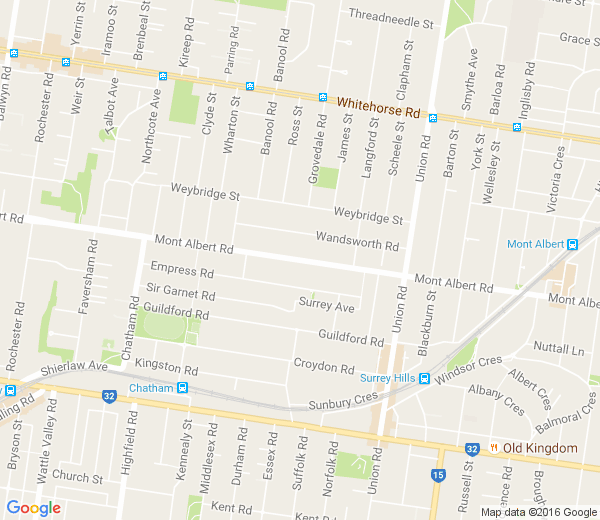 Map of MONT ALBERT VIA SURREY HILLS VIC