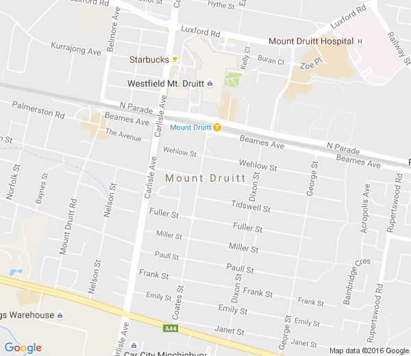 Map of MOUNT DRUITT VILLAGE NSW