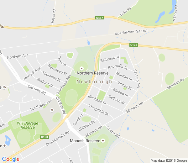 Map of NEWBOROUGH EAST VIC