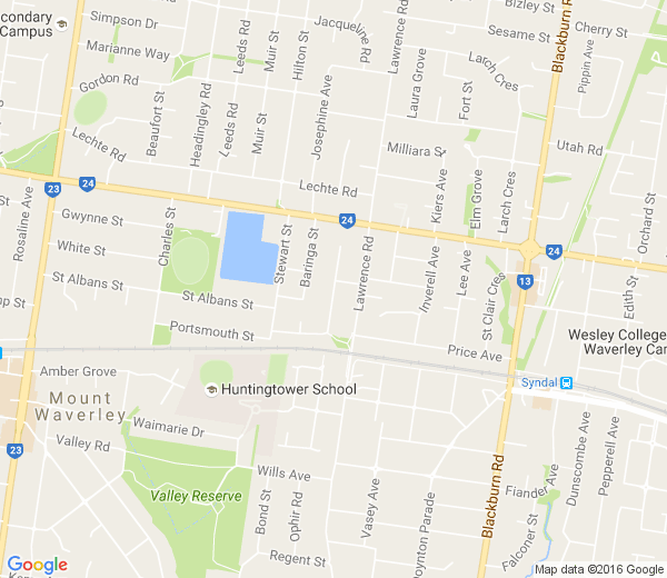 Map of NOTTING HILL VIA MOUNT WAVERLE VIC