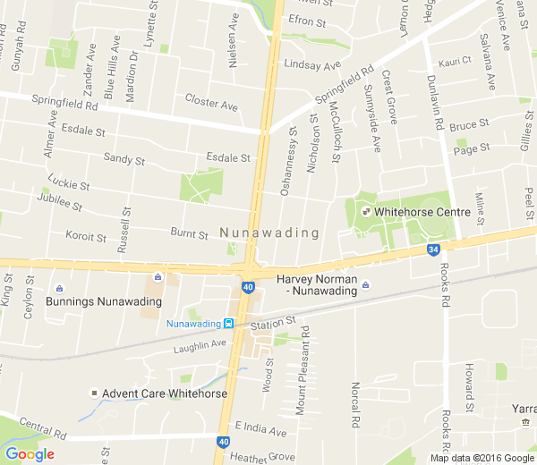 Map of NUNAWADING VIC