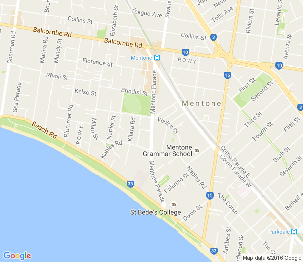 Map of PARKDALE VIA MENTONE VIC