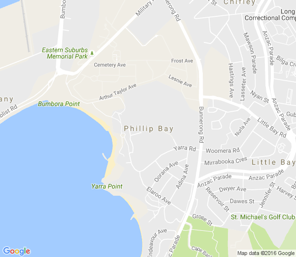 Map of PHILLIP BAY NSW