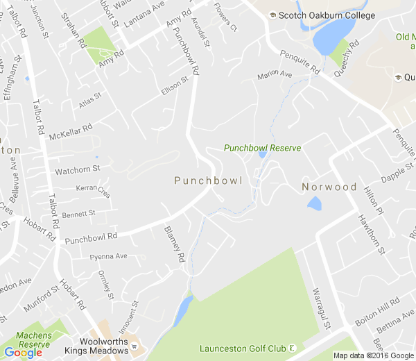 Map of PUNCHBOWL TAS