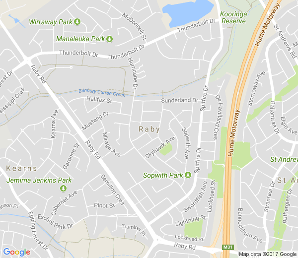 Map of RABY NSW
