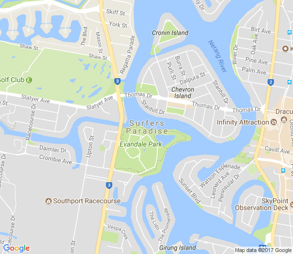 Map of SURFERS PARADISE QLD