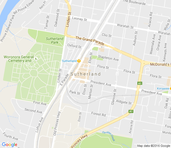 Map of SUTHERLAND NSW