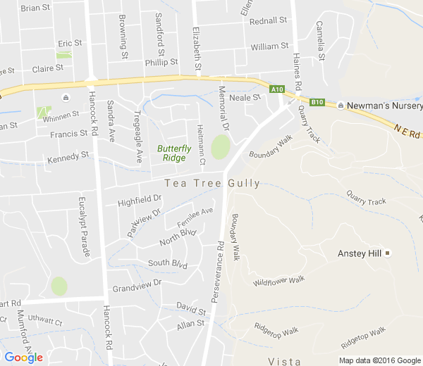 Map of TEA TREE GULLY SA