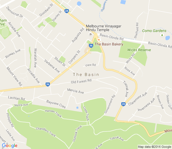 Map of THE BASIN VIC