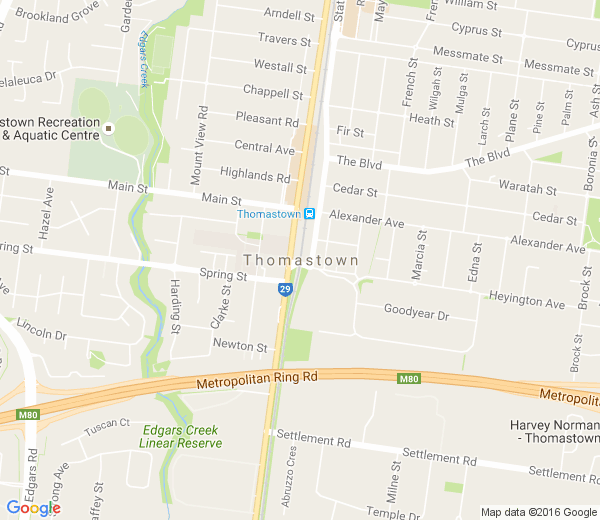 Map of THOMASTOWN VIC