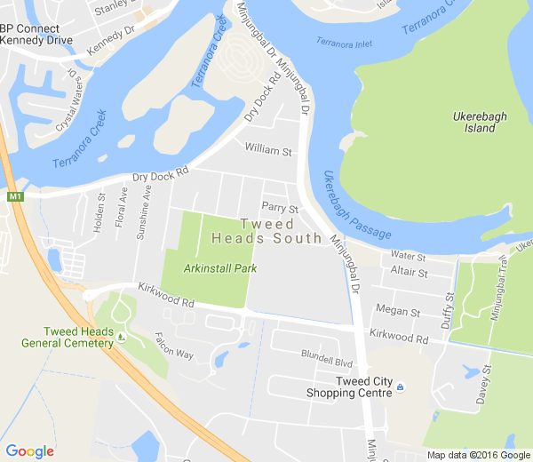 Map of TWEED HEADS SOUTH NSW