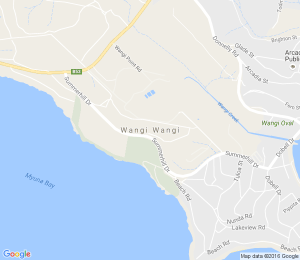 Map of WANGI WANGI NSW