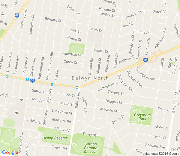 Map of YOORALLA VIA BALWYN NORTH VIC